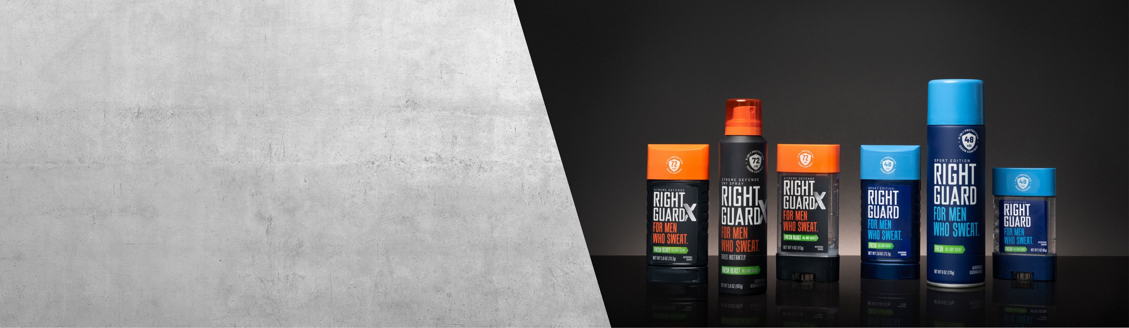 Right Guard Xtreme Defense and Sport antiperspirant and deodorant