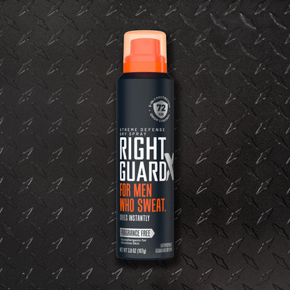 Right Guard Xtreme Defense dry spray antiperspirant and deodorant fragrance free